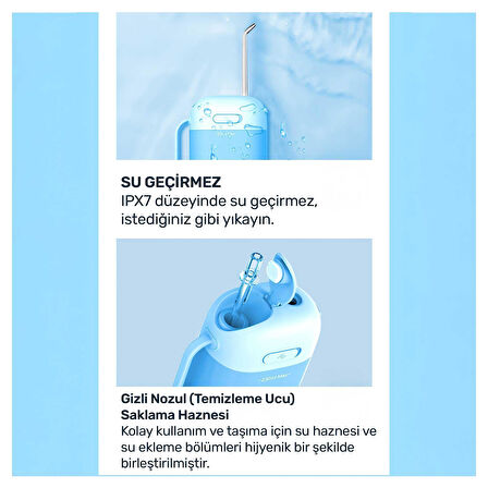 NPO Nicefeel FC5170 Mini Taşınabilir,Şarjlı, Diş Teli/Protez Bakım ve Profesyonel Ağız Duşu-Mavi