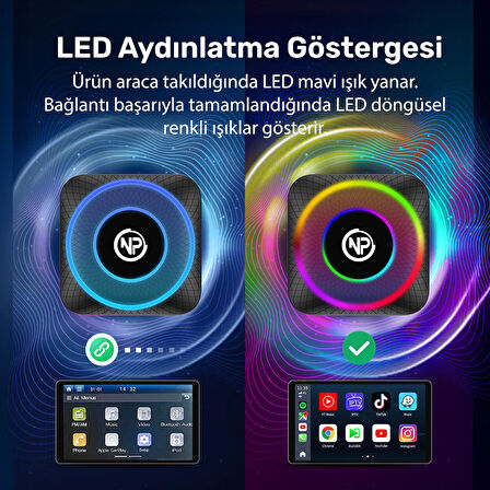 NPO NPCP01 SIM Kartlı Android13 8GB/128GB TvBox, Youtube, Netflix, Carlinkit, PlayStore Kablosuz CarPlay