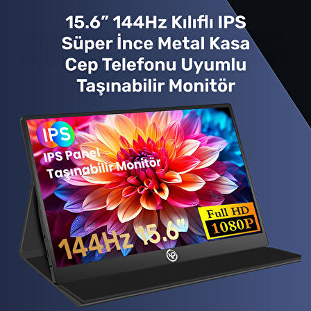 NPO NPM6144 15.6" FHD 5ms144Hz Type-C Telefon&Oyun Konsolu Uyumlu Metal Kasa Taşınabilir Monitör