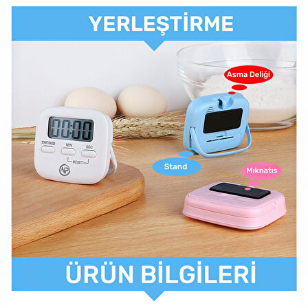 NPO NPT05B Mutfak,Ders,Yemek için 60dk Dijital Alarm Kronometre,Pomodoro Öğrenci Motivasyon Saati