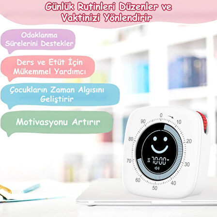 NPO NPT26XB Mutfak,Ders,Yemek için 60dk Dijital Alarm Kronometre,Pomodoro Öğrenci Motivasyon Saati