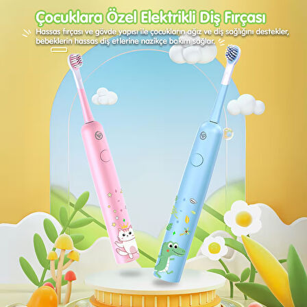 NPO Nicefeel X500 39600VPS Şarjlı Sonic Çocuk Diş Fırçası-Pembe
