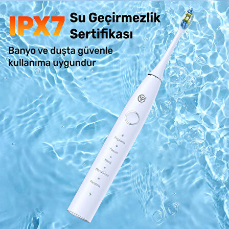 NPO Nicefeel X610-Z Dakikada 40000 Titreşim, Şarjlı Sonic Profesyonel Diş Fırçası-Beyaz