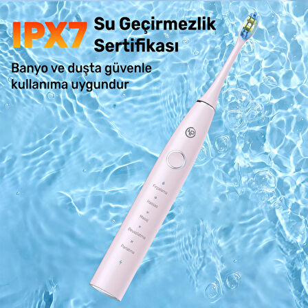 NPO Nicefeel X610-Z Dakikada 40000 Titreşim, Şarjlı Sonic Profesyonel Diş Fırçası-Pembe