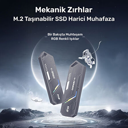 RaXius DK03 USB-A/Type-C Kablolu RGB 512GB 22x80 M.2 NVMe Taşınabilir Harici SSD