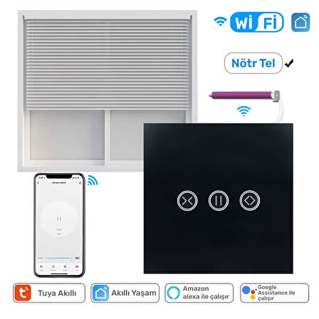 NPO FGTCM009 Dokunmatik Wifi TUYA Destekli Akıllı Elektrik Anahtarı-Siyah