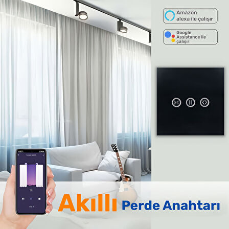 NPO FGTCM009 Dokunmatik Wifi TUYA Destekli Akıllı Elektrik Anahtarı-Siyah