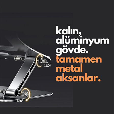 NPO NVR-5035 Açı Ayarlı Ergonomik Macbook Özel 17" Masaüstü Notebook Stand Gümüş Gri