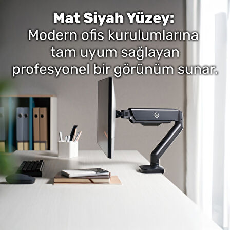 NPO STD46012B Airgrip 17"-32" Ergonomik 360° Amortisörlü VESA Tek Kol Monitör Tutucu
