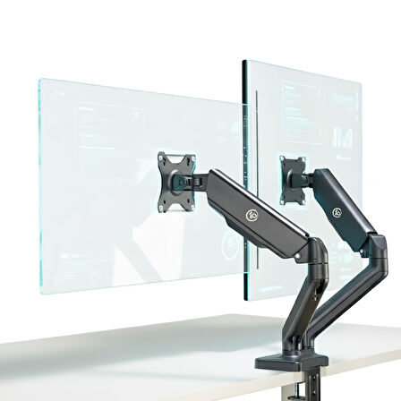 NPO STD46024E Airgrip 17"-32" Ergonomik 360° Amortisörlü VESA Çift Kol Monitör Tutucu