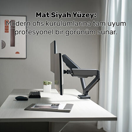 NPO STD46024E Airgrip 17"-32" Ergonomik 360° Amortisörlü VESA Çift Kol Monitör Tutucu