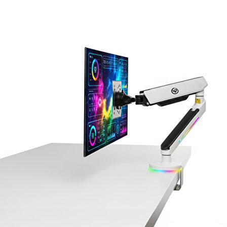 NPO STD54012HLW Elysium 27"-45" Profesyonel Gaming RGB Amortisörlü VESA Tek Kol Monitör Tutucu