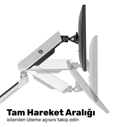 NPO STD54012HLW Elysium 27"-45" Profesyonel Gaming RGB Amortisörlü VESA Tek Kol Monitör Tutucu