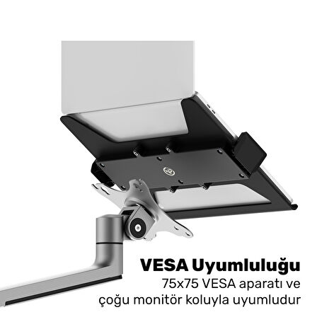 NPO STDNBH6 11.6"-17.3" Notebook/Laptop Tutucu Tepsi VESA 75x75 Uyumlu Monitör Kolu Aparatı