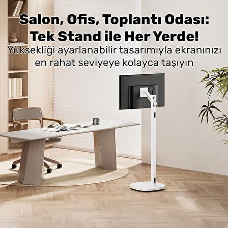 NPO STD5611TW 17"-35" Amortisörlü Tekerlekli VESA Uyumlu Dikey/Yatay Mobil Monitör/TV Standı
