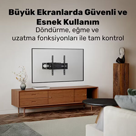 NPO STD85446 32"-75" Curved TV Uyumlu Tam Hareketli Dönebilen VESA TV Duvar Askı Aparatı