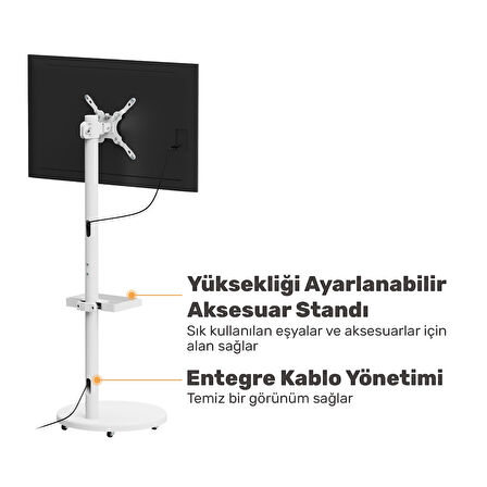 NPO STD3822TWE 17"- 43" VESA Tekerlekli Dikey/Yatay Dönebilen Mobil Monitör/TV Standı