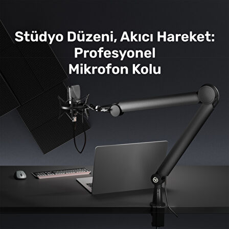 NPO STD131B Stüdyo Tasarım Kablo Yönetimli  Amortisörlü Profesyonel Yayıncı Mikrofon Kolu