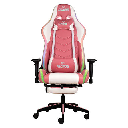 RaXius GC3001PW Masajlı,RGB,4D Kolçaklı,Ayak Destekli Oyuncu Koltuğu, Pembe- Beyaz 