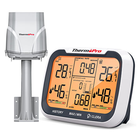 ThermoPro TP270 Termometre İç/Dış Mekan Profesyonel Dijital Sıcaklık ve Nem Ölçer