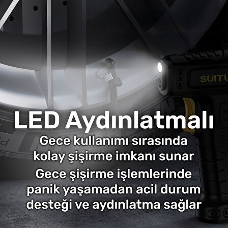 NPO HP03 150PSI 3600Mah Şarjlı Led Işıklı LCD Ekranlı Çok Amaçlı Taşınabilir Dijital Hava Pompası