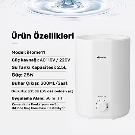 NPO iHome11 2500ml Ayarlanabilir Aromaterapi Difüzör Ultrasonik Hava Nemlendirici Buhar Makinesi