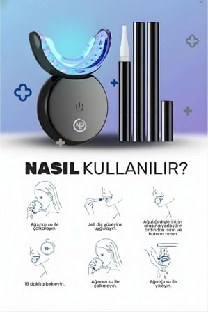 NPO IL32 Mavi Kırmızı Işık Teknolojili 32 Ledli 3 Beyazlatma Jelli Hızlı Diş Beyazlatma Kiti