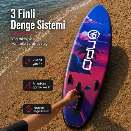 NPO Sunset Palm 320x81x15cm Şişme Premium SUP Paddle Board 148kg Kürek Pompa Çanta Koltuklu Full Set