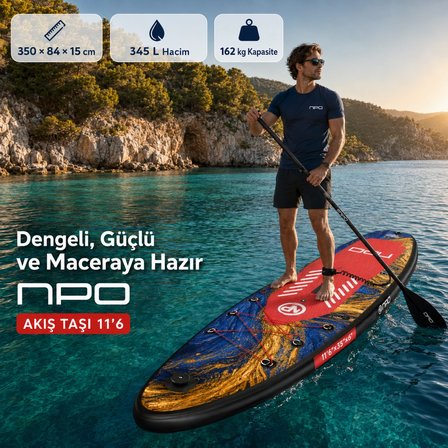 NPO Flow Stone 350x84x15cm Şişme Premium SUP Paddle Board 162kg Kürek Pompa Çanta Koltuklu Full Set