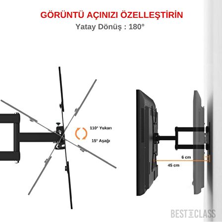Bestoclass Samsung 55MU9500 Hareketli Tv Askı Aparatı Curved Ekran