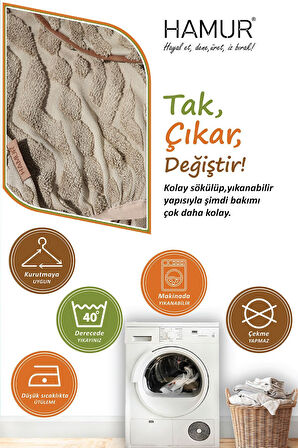Yıkanabilir Puf Tabure Kılıfı Tak-Çıkar-Değiştir-Yenile Orta Sehpa Kılıfı By Letta Natural