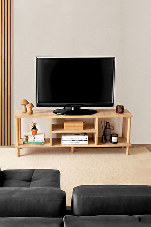 Concept  Ahşap Modern TV Ünitesi Raflı Nature
