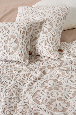 Jakarlı Yatak Runner Set Motif Bej