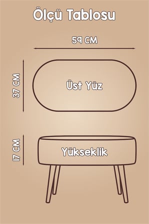 Yıkanabilir Puf Tabure Kılıfı Tak-Çıkar-Değiştir-Yenile Orta Sehpa Kılıfı 59x37x17 Mila Gri