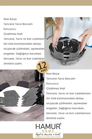 Non-Keçe Tencere Tava Koruyucu 12'lü Set