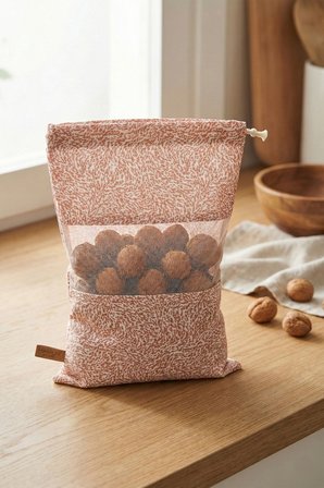 3 Adet Bakliyat Kesesi Büyük Boy 24x34 Erzak Kuru Gıda Saklama Kabı Torbası Fileli Bez Soft-Set 101