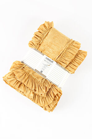 Kadife Yatak Örtüsü Ç.K Set 230x250 Hardal