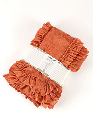 Kadife Yatak Örtüsü Ç.K Set 230x250 Kiremit