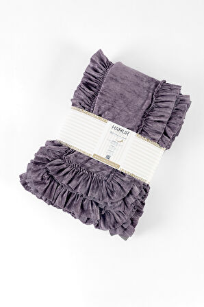 Kadife Yatak Örtüsü Ç.K Set 230x250 Mürdüm