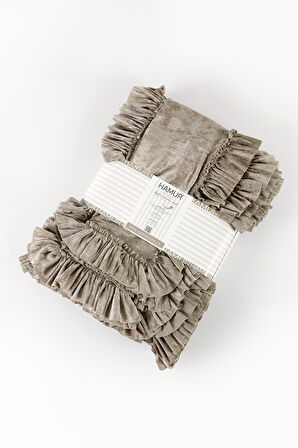 Kadife Yatak Örtüsü Ç.K Set 230x250 Vizon