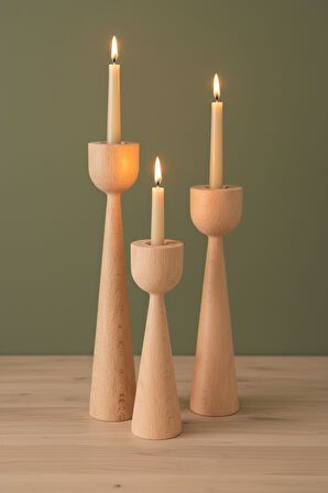 Ahşap Dekoratif Mumluk 3'lü Serenity