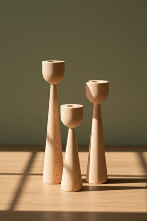 Ahşap Dekoratif Mumluk 3'lü Serenity