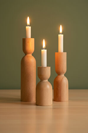 Ahşap Dekoratif Mumluk 3'lü Nordic