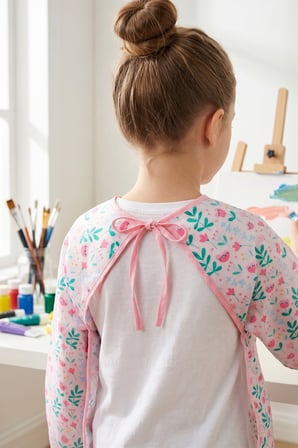 Çocuk Kollu Etkinlik Boyama Önlüğü 8-12 Yaş Sıvı Geçirmez Aktivite Hobi Koruyucu Önlük Flowy