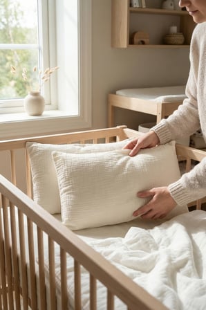 Çift Katlı Müslin Çocuk Yastık Kılıfı %100 Pamuk 35x45 cm 2’li Bebek Çocuk Kılıf Seti Ekru