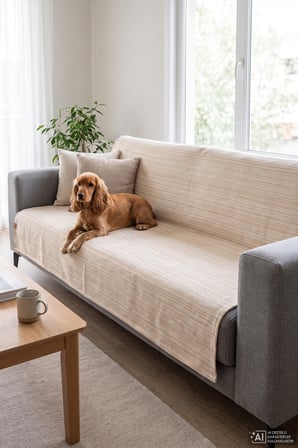 Bohem Dekoratif Koltuk Örtüsü 170x210 cm Kanepe çekyat koruyucu Berjer şalı Bej