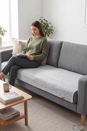 Bohem Dekoratif Koltuk Örtüsü 90x210 cm Kanepe çekyat koruyucu Berjer şalı Gri