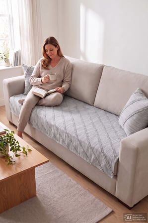 Otto Dekoratif 110x210 cm Kanepe Koltuk Örtüsü Çekyat koruyucu 2’li yastık kırlent kılıfı Seti Gri