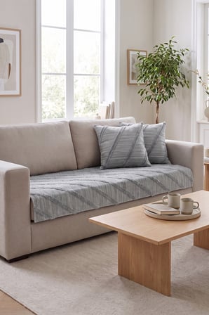 Otto Dekoratif 110x210 cm Kanepe Koltuk Örtüsü Çekyat koruyucu 2’li yastık kırlent kılıfı Seti Gri