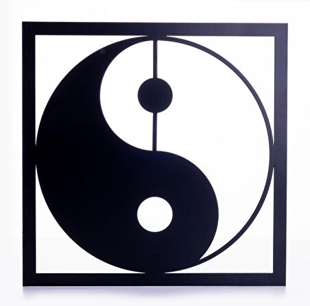 Ying Yang siyah metal duvar tablosu, 30x30 cm